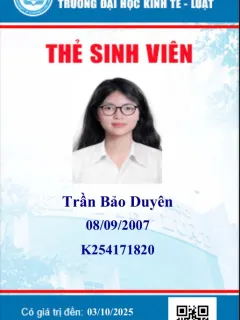 Gia sư Trần Bảo Duyên dạy kèm tại nhà