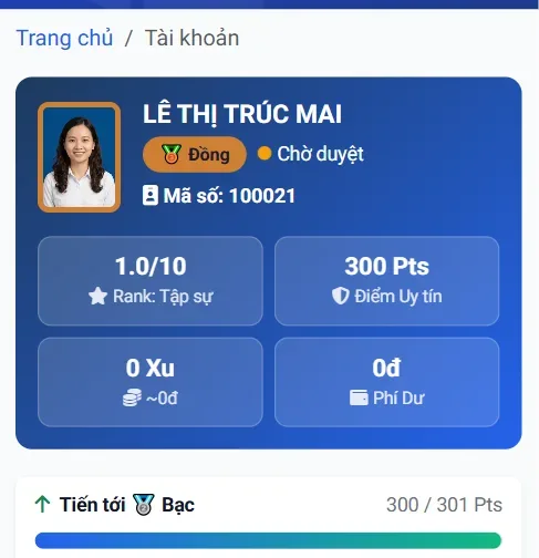Tài khoản gia sư đang ở trạng thái chờ duyệt
