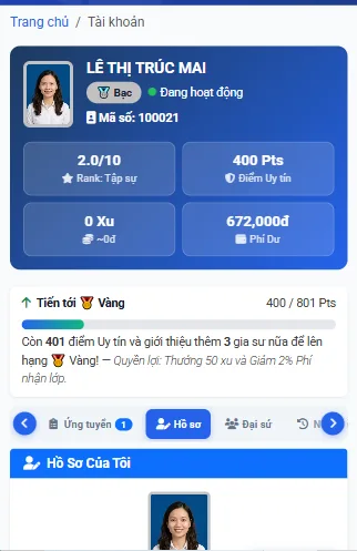 Truy cập tài khoản gia sư